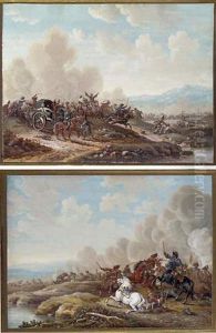 A Calvary Battle By A River, An Officer Fallen From His Horse by Louis Nicolas van Blarenberghe