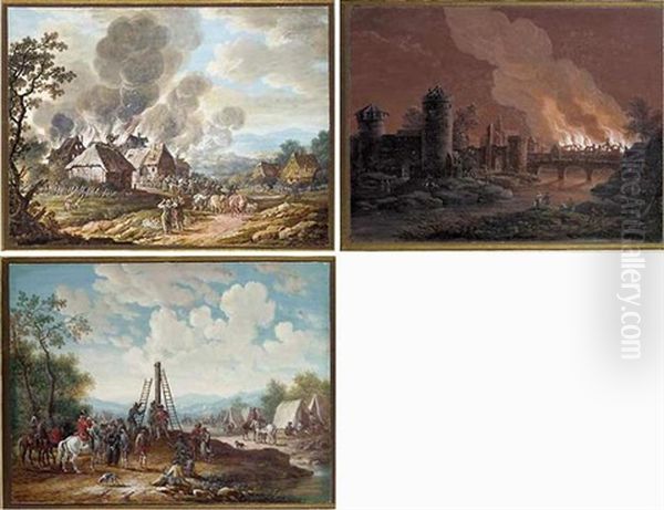 A Town On Fire At Night - view 1