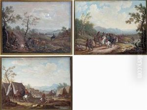 An Encampment With Soldiers Playing Dice by Louis Nicolas van Blarenberghe