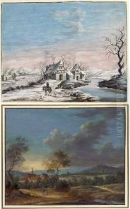 The Four Seasons: Houses By A Frozen River by Louis Nicolas van Blarenberghe