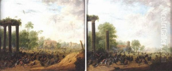 A Cavalry Engagement Beside Roman Ruins - view 1