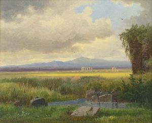 Blick Uber Die Romische Campagna Mit Aquadukt, Im Hintergrund Der Monte Cavo by Arthur Blaschnik