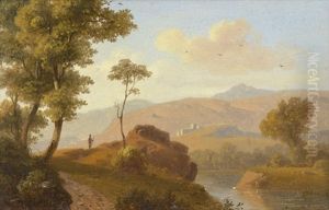 Landschaft In Den Abruzzen Mit Bergdorf