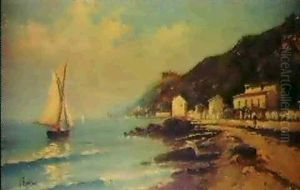 Velero Frente A La Costa by Jose Ruiz Blasco