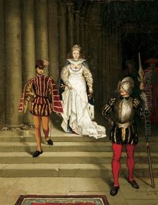 A Royal Descending Stairs With Attendant