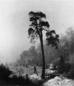 Winterliche Treibjagd by Theodor Blaetterbauer