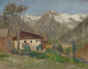 Tiroler Landschaft. Signiert T. Blau. Ol Auf Leinwand by Tina Blau