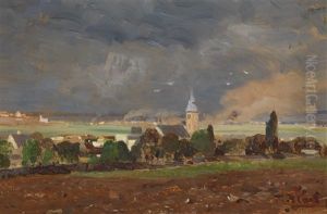 Dorflandschaft Vor Dem Unwetter
