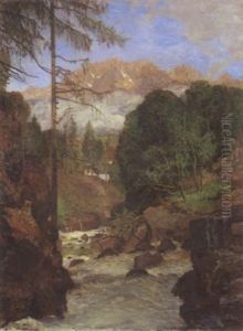 Landschaft Mit Dachstein by Tina Blau
