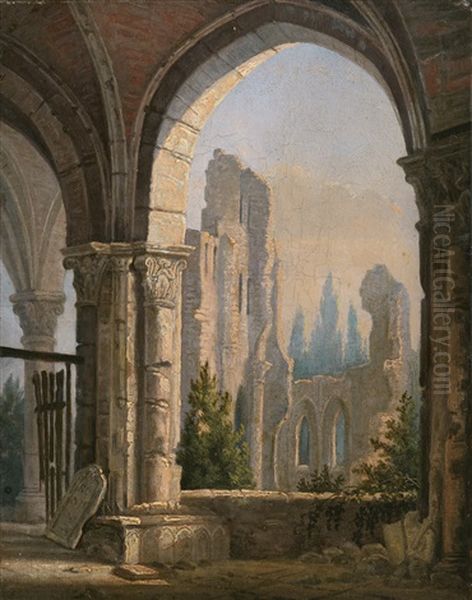 Gotische Kirchenruine Im Morgenlicht by Carl Blechen