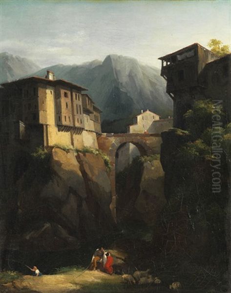 Landschaft Mit Einer Brucke Uber Eine Schlucht - view 1