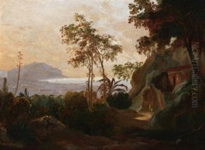 Neapel. Blick Von Einer Anhohe Auf Die Stadt Am Vesuv