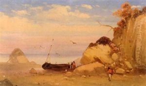 Drei Fischer Mit Boot Und Mowen