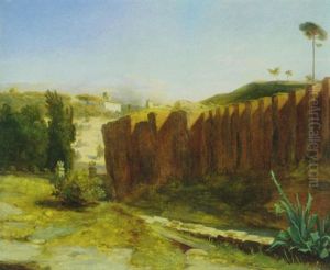 Parkmauer Der Villa Borghese Mit Der Villa Raphaela by Carl Blechen