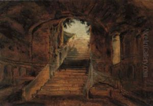 Unterirdisches Gewolbe Mit Steintreppe Und Blick Ins Freie