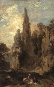 Landschaft Mit Ruinen Einer Burg