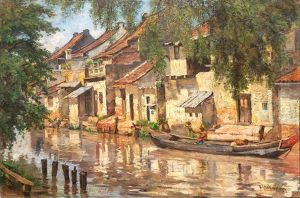 Chinese Houses At The Kali Pintu Kecil, Old Batavia (jakarta) by Wilhelm Christiaan Constant Bleckmann