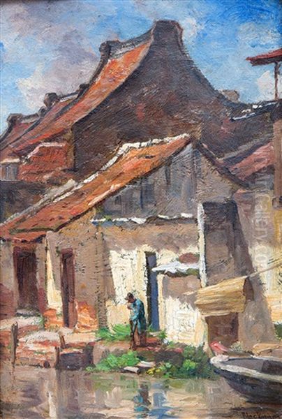Houses Near The Canal, Possibly Pintu Kecil (pintoe Ketjil) In Batavia - view 1