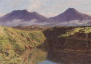 A View Of A Mountainous Landscape, Indonesia by Wilhelm Christiaan Constant Bleckmann