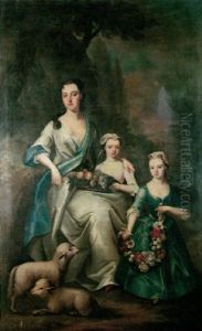 Portrait Of Mrs. Mytton Of Halston Nee Letitia Owen, Seated In A Landscape With Her Two Young Daughters, Letitia And Anna by Richard (Risaert van) Bleeck