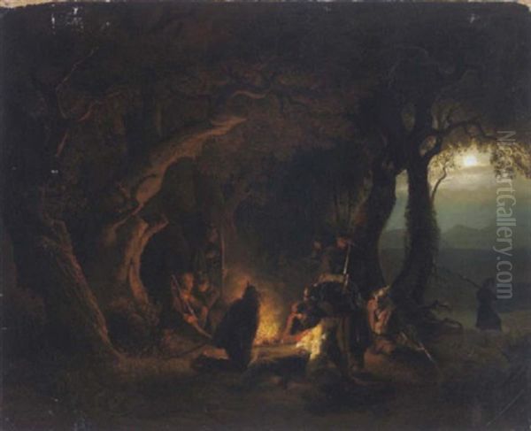 Soldaten Am Nachtlichen Lagerfeuer - view 1