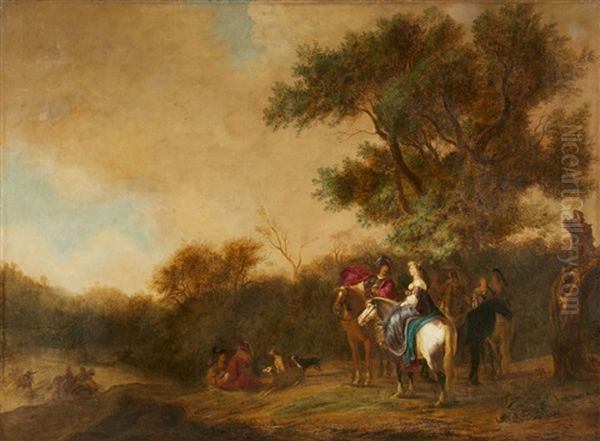 A Wooded Landscape With A Hunting Party - view 1
