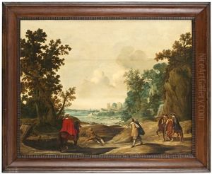 Vidstrackt Landskap Med Ryttare Och Tiggare by Gerrit Claesz Bleker
