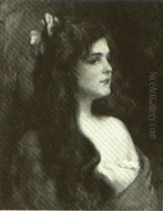 Young Woman With Rose In Her Hair by Carle John Blenner