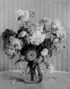 Still Life With Phlox And Zinnias by Carle John Blenner
