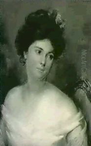 Portrait Of A Woman With A Red Rose by Carle John Blenner