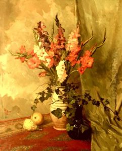 Stilleven Met Gladiolen. Gesigneerd En Gedateerd 36 by Constantin Joseph Alban