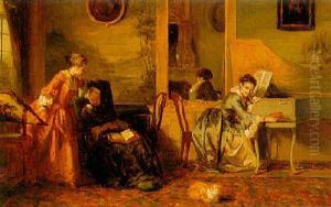 Oude Vrouw Ingeslapen Bij Pianospel by David Bles