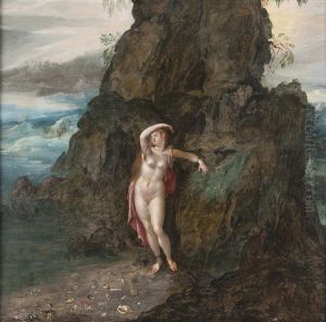 Mosan Landscape Angelica At The Rock by Herri met de Bles