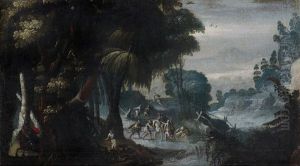 Paesaggio Con Scena Di Agguato by Herri met de Bles