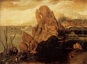 Landscape With The Calling Of Saint Peter by Herri met de Bles