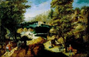 Weite Berglandschaft Mit Der Flucht Nach Agypten