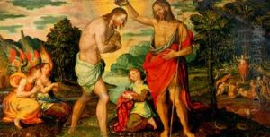 Taufe Christi In Weiter Landschaft Taufe Christi In Weiter Landschaft