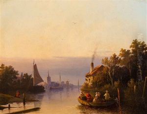 Dutch River View With Figures In The Area Of Overschie
