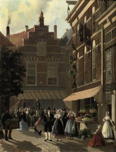 Festivities In Front Of Koffiehuis De Gouden Bal by Joseph Bles