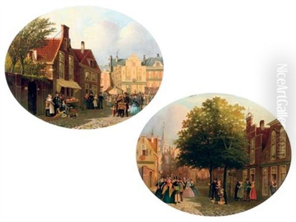 A Lively Market Square (+ A Musical Gathering In Scheveningen; Pair) - view 1