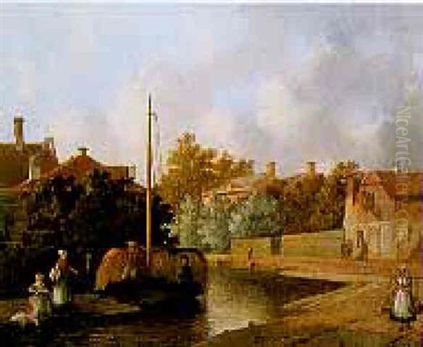 Hay Barge By A Wharf - view 1