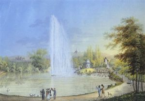 Die Grosse Fontane Im Schlosspark Wilhelmshohe Bei Kassel by Johann Heinrich Bleuler the Younger