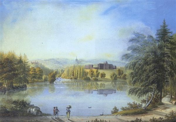 Blick Auf Schloss Wilhelmshohe Bei Kassel. Im Hintergrund Der Herkules - view 1