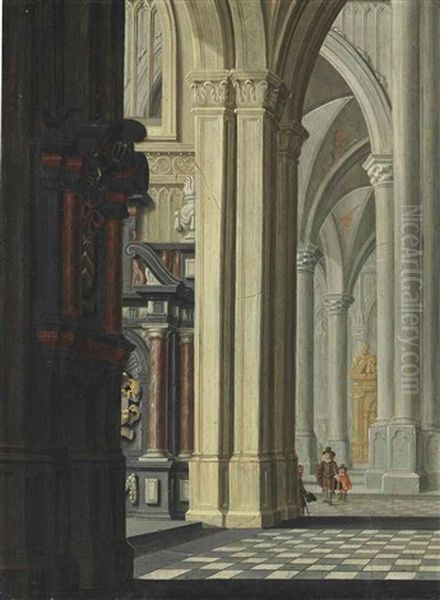 An Imaginary Church Interior With Gothic Vaults - view 1