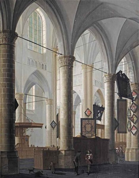 The Interior Of The Grote Kerk In Dordrecht, With Figures Conversing And Children Playing - view 1