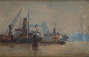 Cargo Et Remorqueur Pres Du Pont De Londres