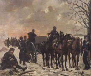 La Halte Dans La Neige by Albert Bligny