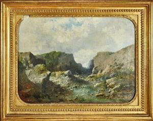 Troupeau Dans Le Ruisseau by Francis Blin