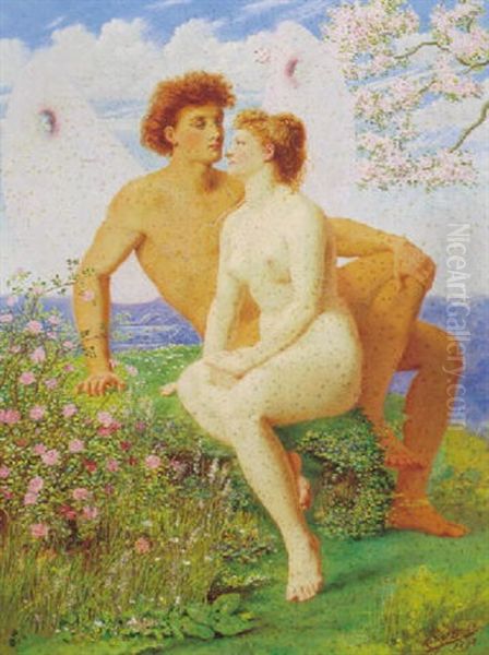 Amor Og Psyke I Blomsterne Bjerglandskab - view 1