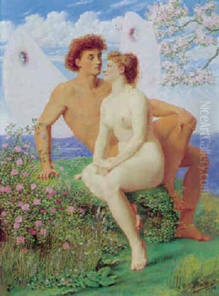 Amor Og Psyke I Blomsterne Bjeglandskab - view 1